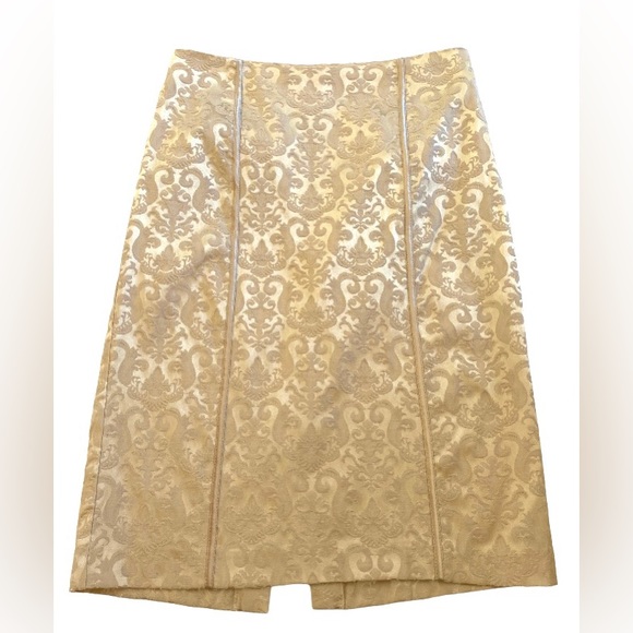 JOSEPH RIBKOFF Gold Brocade Pencil Skirt Size 4 - Picture 1 of 7